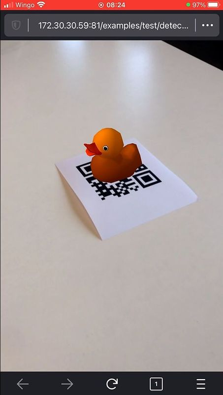 AR Duck on QR Code